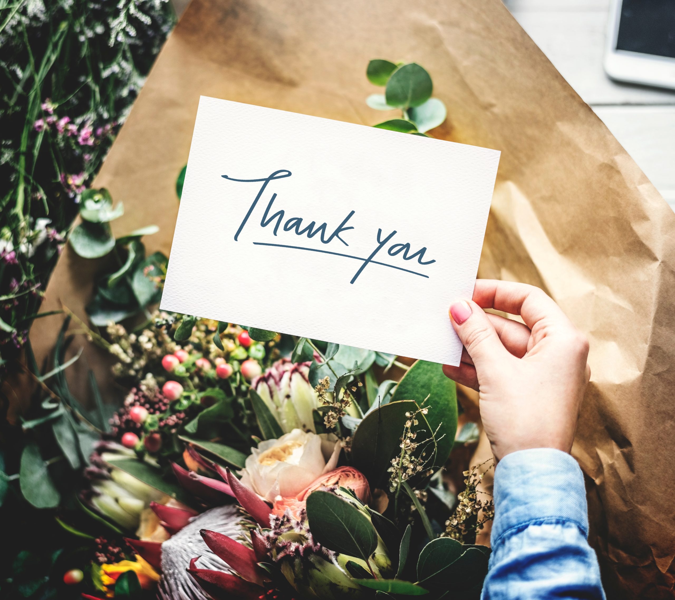 Thank You card with a flower bouquet